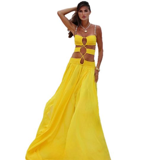 Damen Maxikleid mit einzigartigem Cut-Out Design R&B