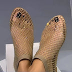 Damen Stylish Netzsandalen mit funkelnden Akzenten und elastischem Riemen R&B
