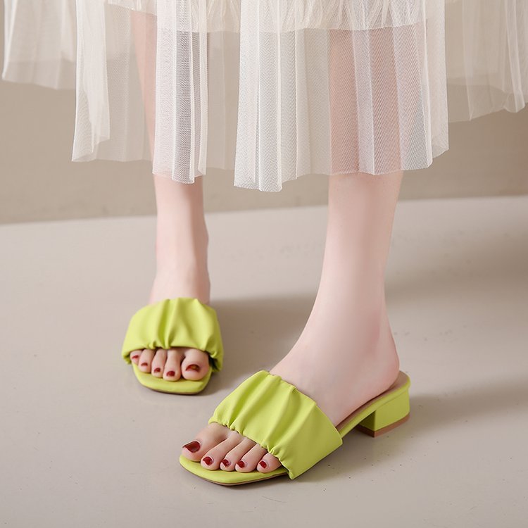 Damen elegante Mules mit modischer Raffung R&B