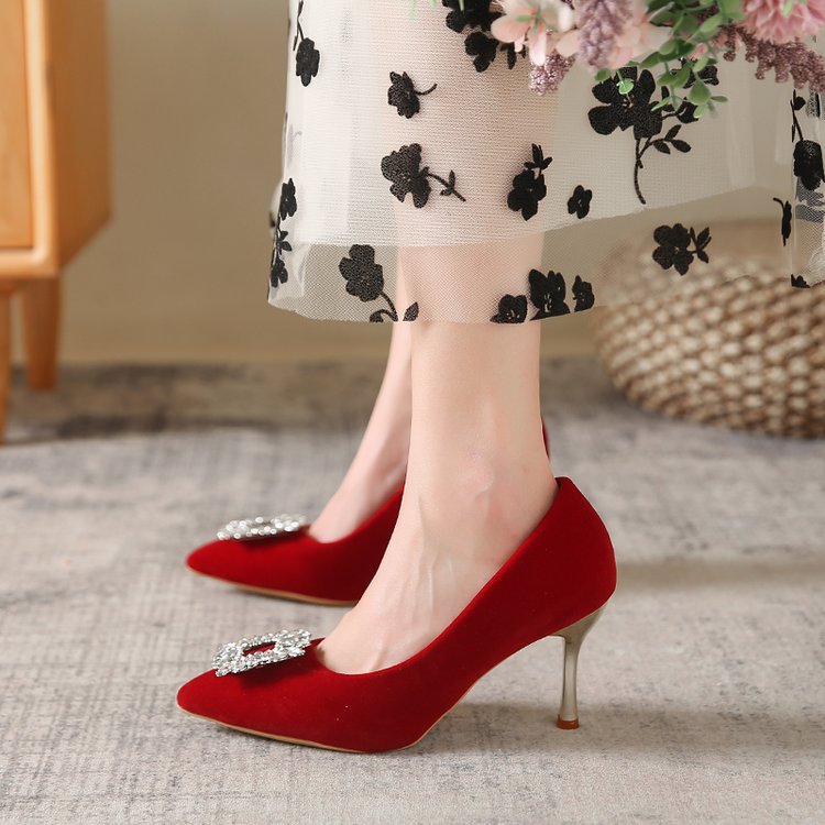 Damen elegante Spitzenpumps mit funkelndem Strassakzent R&B