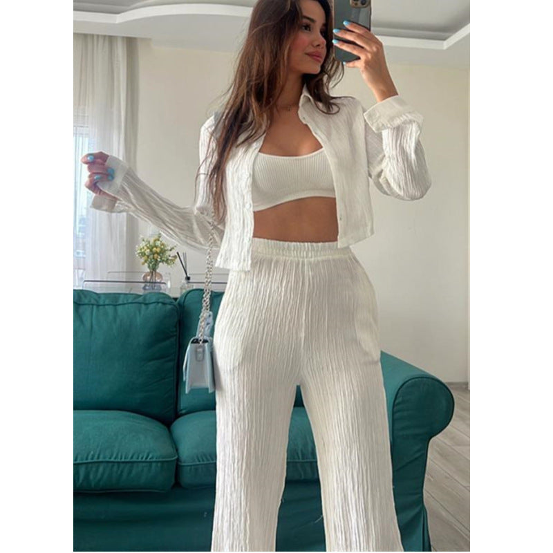 Damen Lässiges Zweiteiler-Set mit leichtem, gestreiftem Design R&B