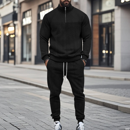 Herren Sportlicher Strickanzug mit Stehkragen und Reißverschluss R&B
