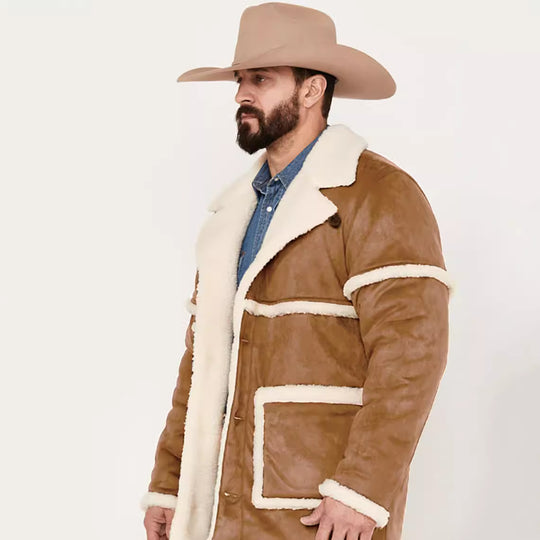 Herren Lammfelljacke mit großem Kragen und praktischen Taschen R&B