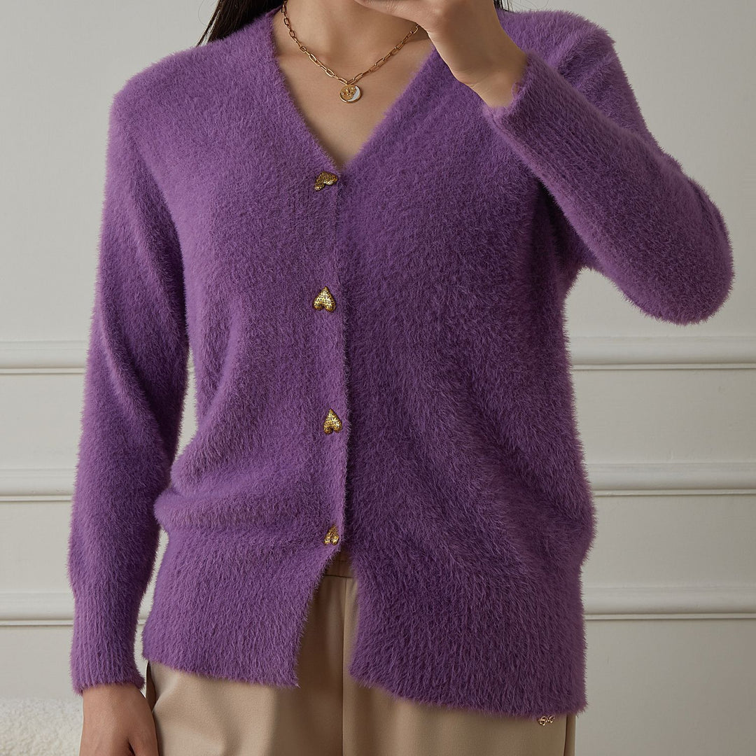 Damen kuschelige Strickjacke R&B