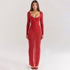 Damen transparentes Maxikleid mit figurformendem Schnitt R&B