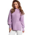 Damen modischer Strickpullover mit strukturiertem Muster und weitem Schnitt R&B