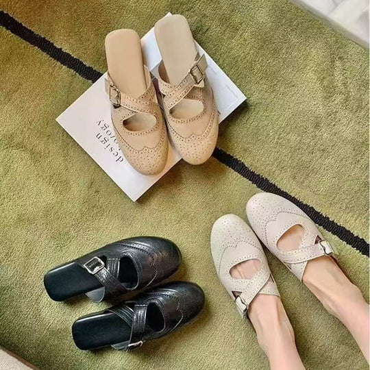 Damen modische Slipper mit elegantem Riemchen R&B