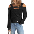 Damen lässiges Langarmshirt mit Cut-Out-Design