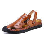 Herren luftige Leder-Sandalen mit verstellbarem Riemen R&B