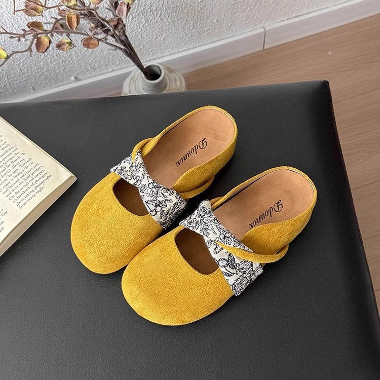 Damen komfortable Hausschuh-Slipper mit dekorativem Riemen und wärmendem Innenfutter R&B