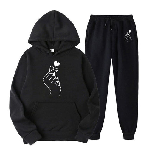 Damen Jogginganzug mit kreativem Herzmotiv und bequemer Passform R&B