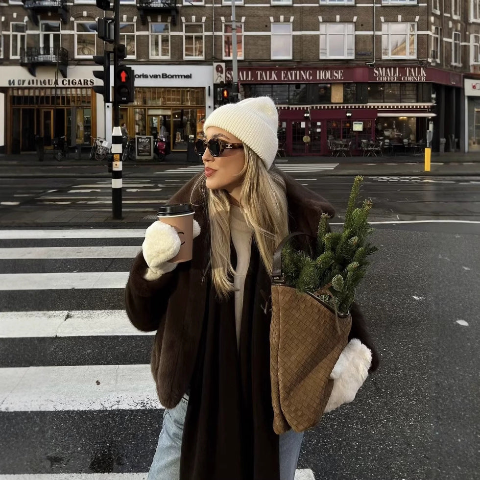 Damen Kunstpelzjacke mit elegantem Kragen und modischem Schnitt R&B