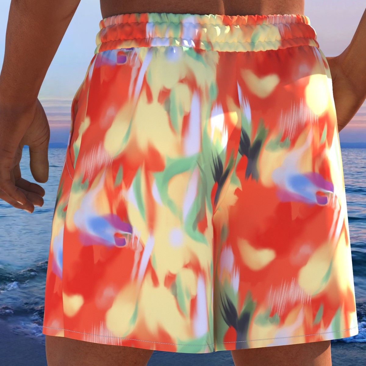 Herren Badeshorts mit animalischem Muster und elastischem Bund