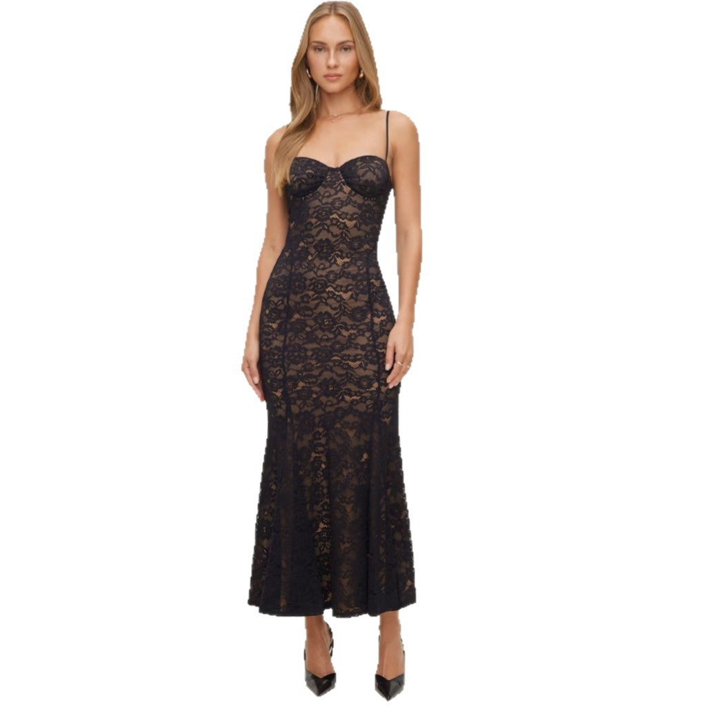 Damen Spitzenkleid mit sanften Konturen und trägerlosem Design R&B