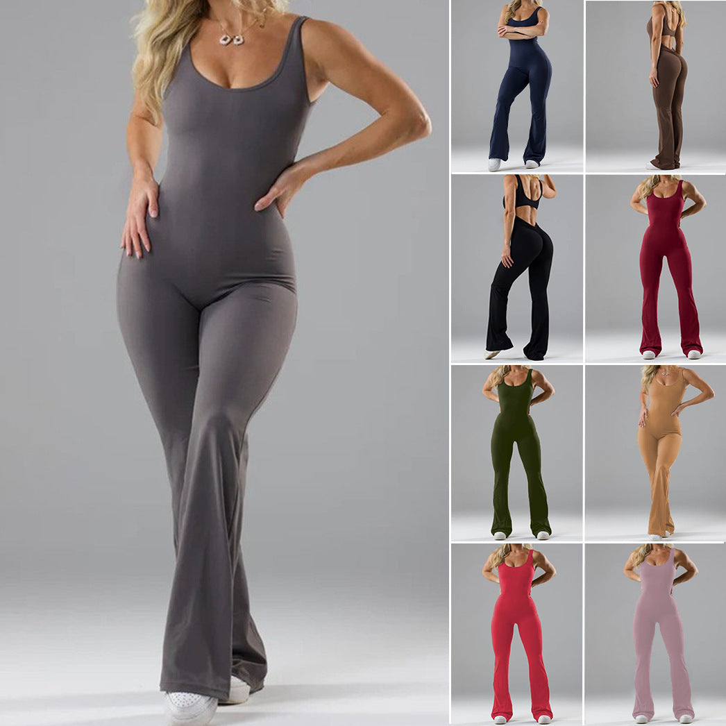 Damen Sportlicher Flared Jumpsuit mit weichem Material R&B