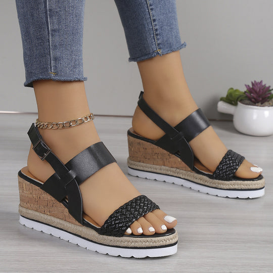 Damen Wedge-Sandaletten mit raffiniertem Flecht-Design und komfortablem Fußbett R&B