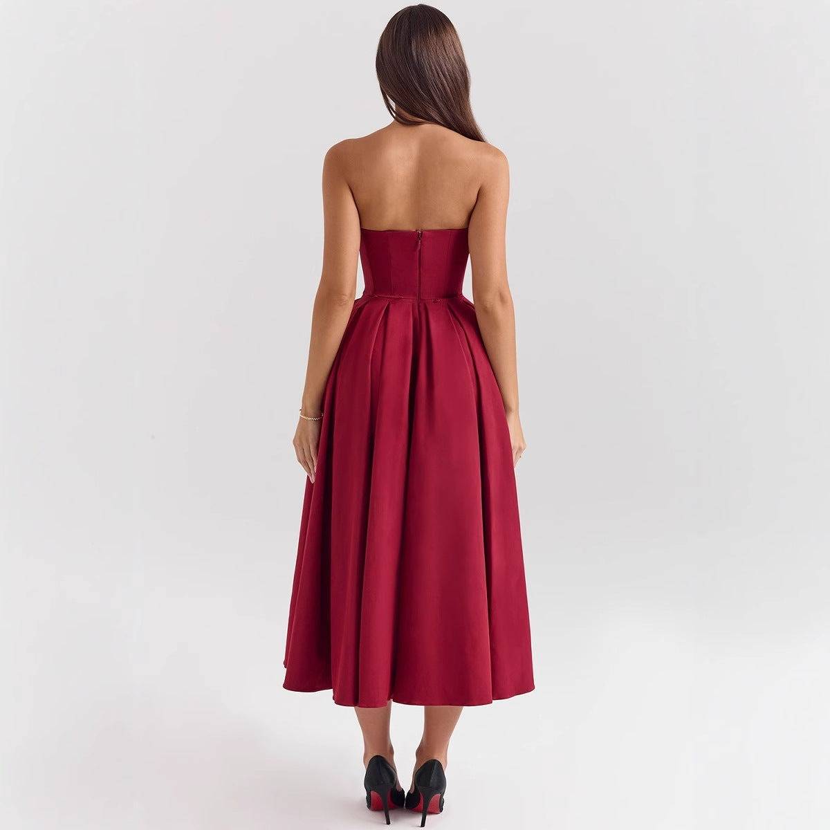 Damen Hochgeschlossenes Abendkleid mit ausgestelltem Rock R&B