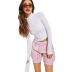 Damen Cropped Zip-Langarmshirt mit hohem Kragen R&B
