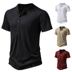 Herren Kurzarm Henley-Shirt mit dekorativer Knopfleiste