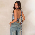Damen Kurzarm Blusen-Top mit gerafftem Design und modischem Karomuster R&B