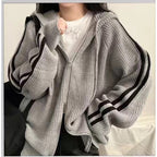 Damen gemütliche gerippte Strick-Hoodie-Jacke
