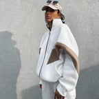 Damen nan athletisches Trainingsset mit Ring-Zipper, eingesetzten Taschen und kontrastierenden Arm-Panels R&B