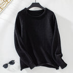 Damen gemütlicher Strickpullover mit weitem Schnitt und Rundhalsausschnitt