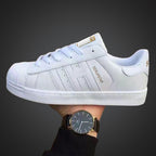 Damen Sportliche Freizeit Sneakers mit Lederoberfläche und rutschfester Sohle R&B