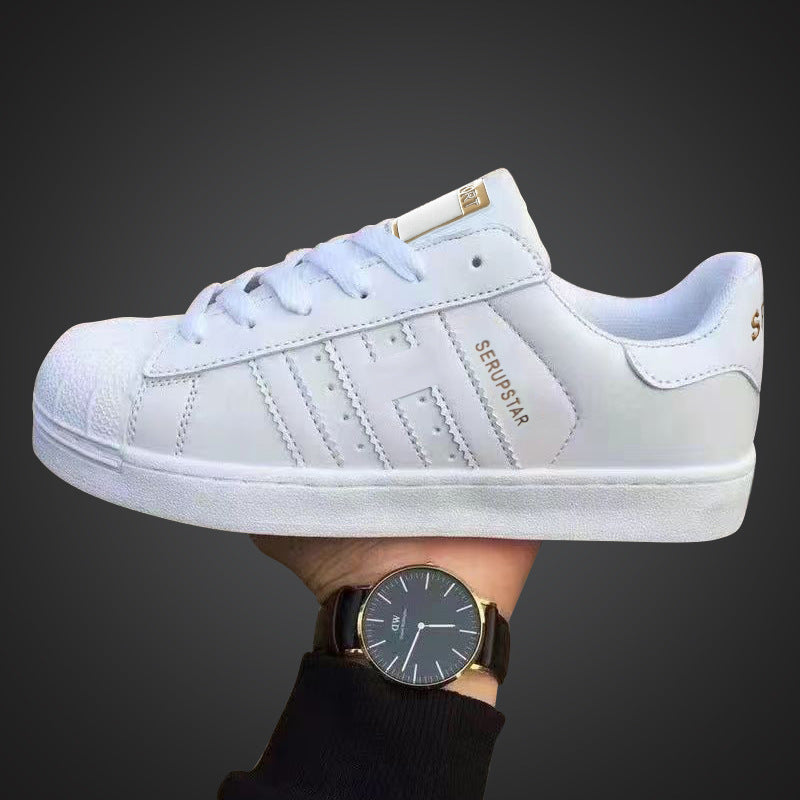 Damen Sportliche Freizeit Sneakers mit Lederoberfläche und rutschfester Sohle R&B