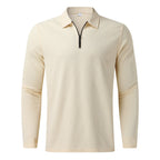 Herren Sportliches Langarm-Henley-Shirt mit Reißverschluss und strukturierter Oberfläche R&B