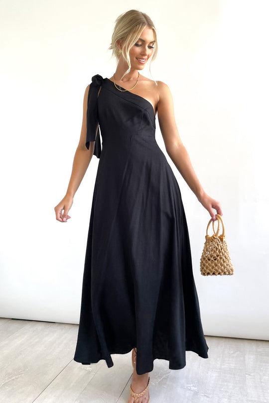 Damen Maxikleid mit asymmetrischem Ausschnitt und eleganter Schulterpartie R&B