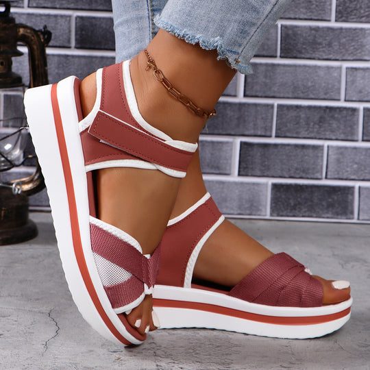 Damen Trendige Plateau-Sandalen mit verstellbaren Riemen R&B