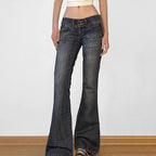 Damen Flared Jeans mit hohem Taillenbund und modischen Details R&B