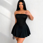 Damen Mini-Kleid mit schulterfreier Silhouette R&B