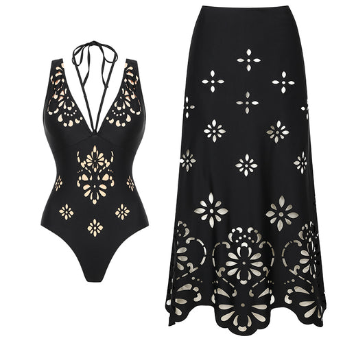 Damen Einteiler Badeanzug mit kunstvollem Cut-Out Design R&B