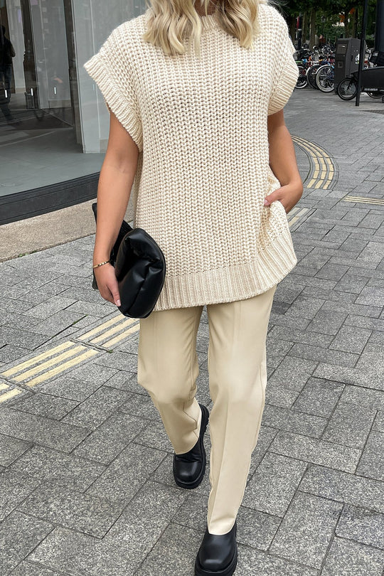 Damen Oversized Strickoberteil aus hochwertiger Baumwolle mit Tasche R&B