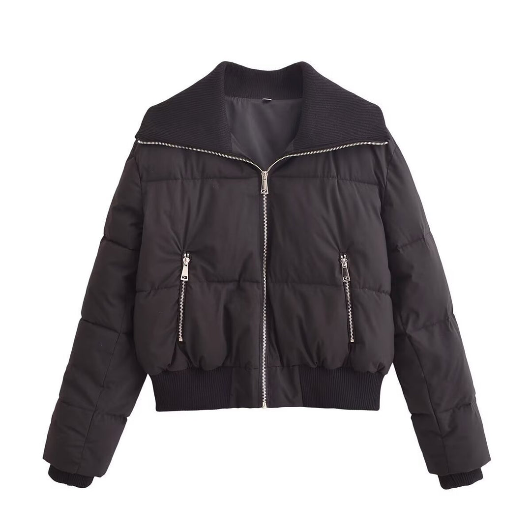 Damen modische Steppjacke mit hohem Kragen und praktischen Reißverschlusstaschen R&B