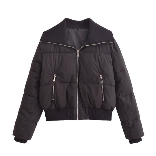 Damen modische Steppjacke mit hohem Kragen und praktischen Reißverschlusstaschen R&B