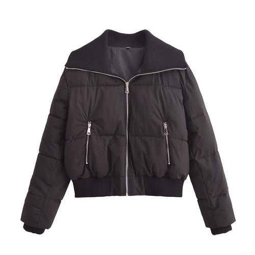 Damen modische Steppjacke mit hohem Kragen und praktischen Reißverschlusstaschen R&B