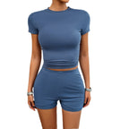Damen Cropped T-Shirt und Shorts Set R&B
