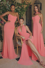 Damen Elegantes Abendkleid mit fließendem Stoff und raffiniertem V-Ausschnitt R&B