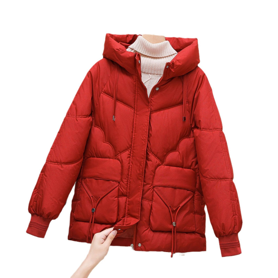 Damen gesteppte Winterjacke mit Kapuze und Herzdetails R&B