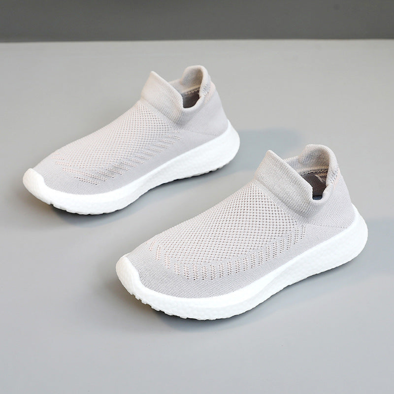 Damen atmungsaktive Slip-On Sneakers mit flexiblem Strick-Obermaterial R&B