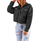 Damen gesteppte Kurzjacke mit modischen Taschen R&B