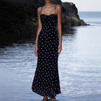 Damen Maxikleid mit Rüschen und Punkten R&B