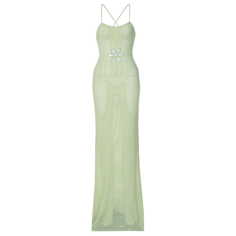 Damen Langes Häkelkleid mit verführerischem Rückenausschnitt R&B