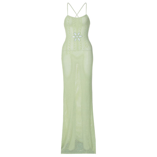 Damen Langes Häkelkleid mit verführerischem Rückenausschnitt R&B