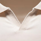 Herren nan feinstrickiges Kurzarm-Poloshirt mit offenem V-Kragen und elastischem Saum R&B