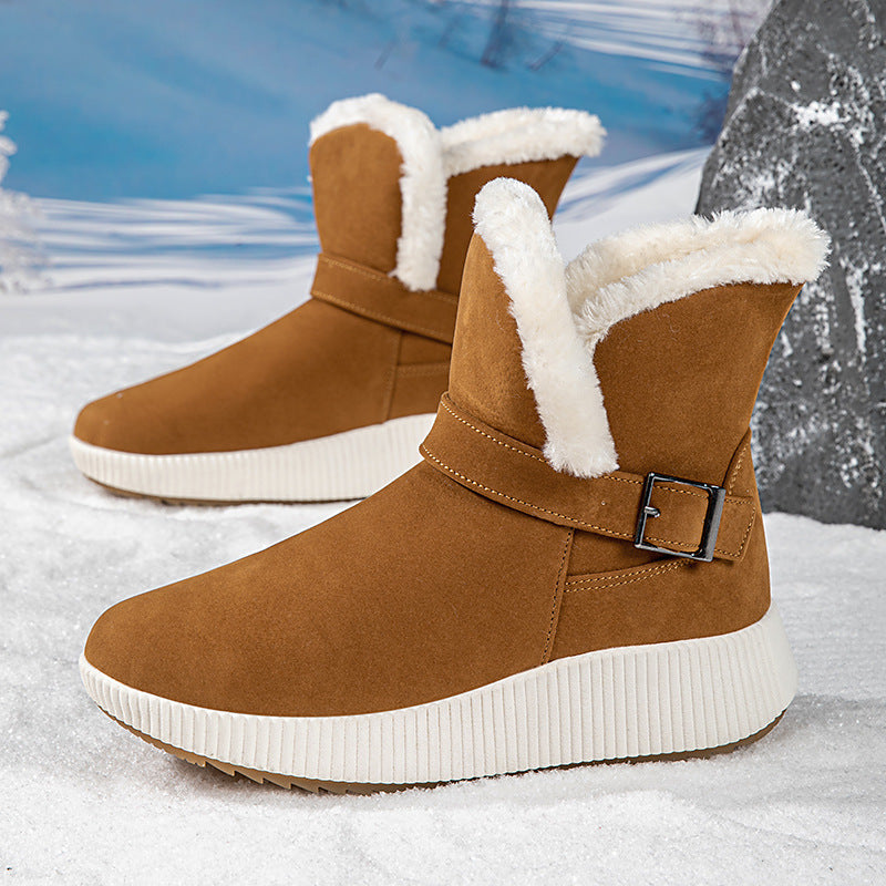 Damen gefütterte Winterstiefel mit modischer Schnallenapplikation und rutschfester Sohle R&B