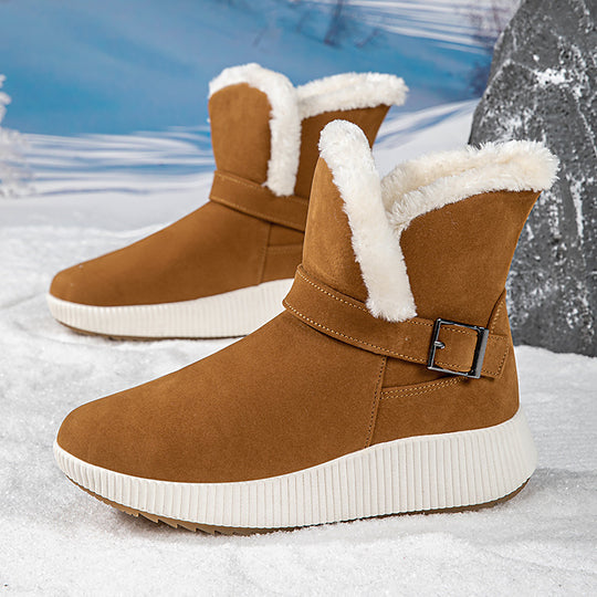 Damen gefütterte Winterstiefel mit modischer Schnallenapplikation und rutschfester Sohle R&B
